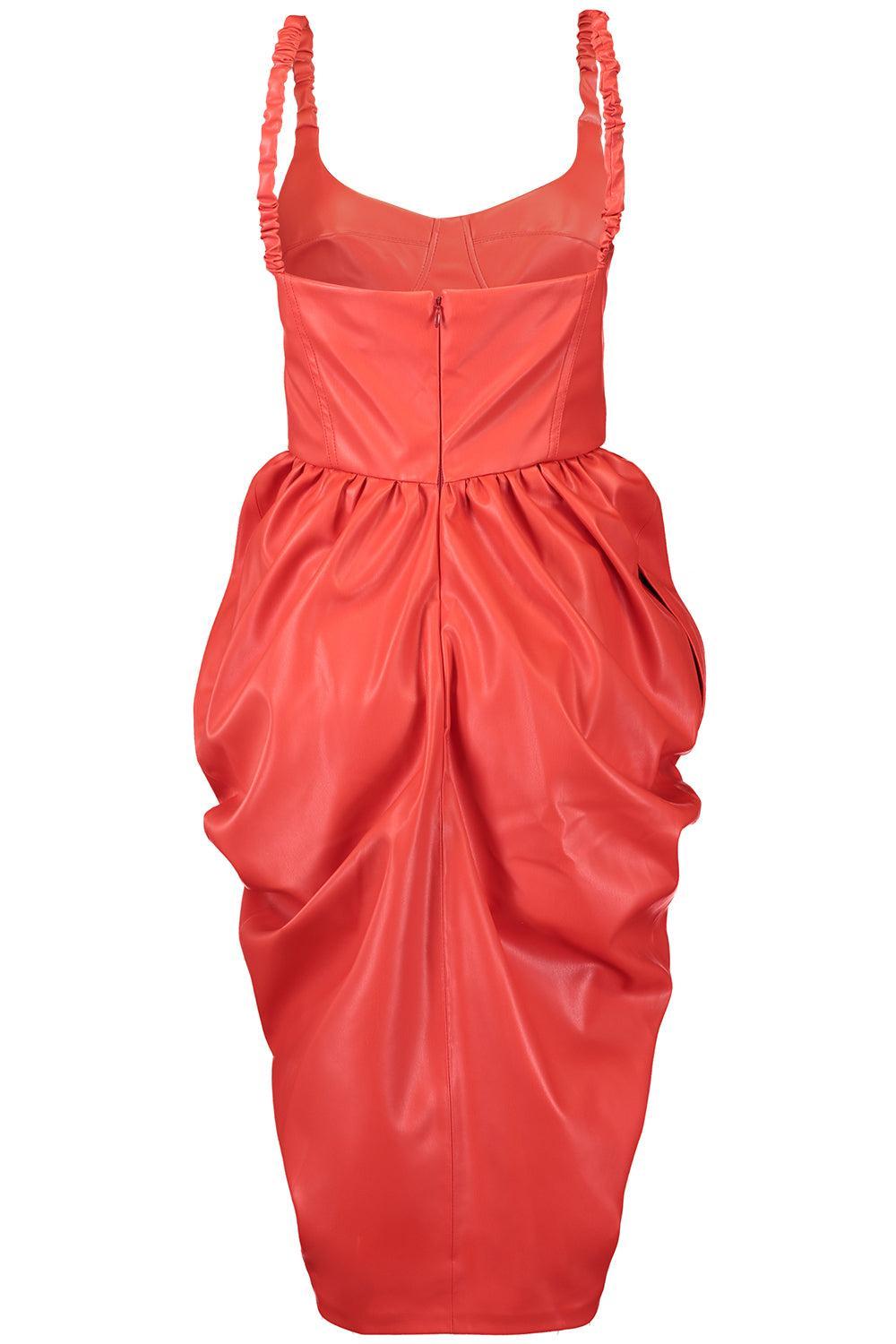 Bustier Ruched Wrapped Dress-RED-40-CLOTHINGDRESSCOCKTAIL-STELLA MCCARTNEY