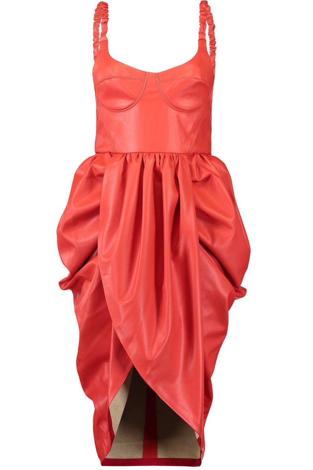 stella mccartney red dress Stella Mccartney Bustier Ruched Mini Dress - Red