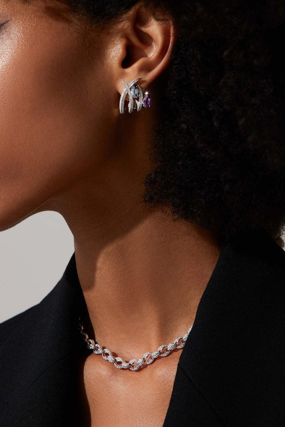 STEPHEN WEBSTER-Chain Link Choker Necklace-WHITE GOLD