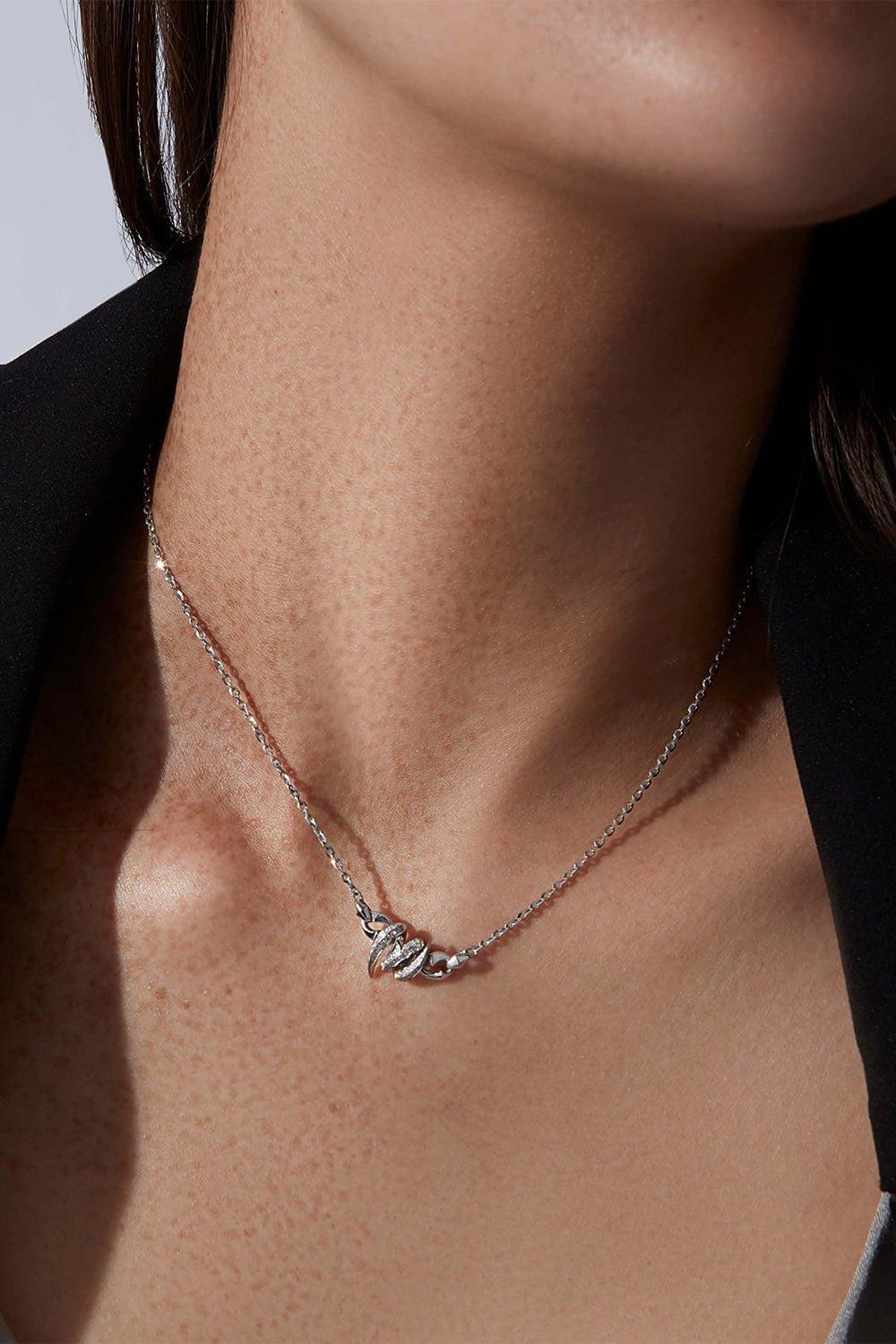 STEPHEN WEBSTER-Entwined Inline Pendant Necklace-WHITE GOLD