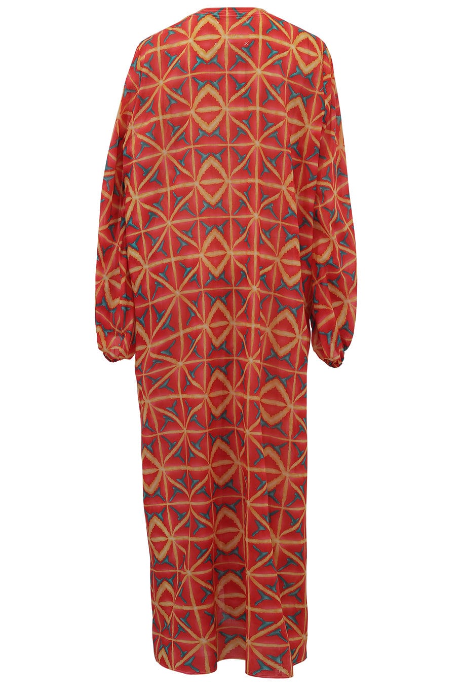 SUNBUNCH-Ambra Long Sleeve V Neck Dress-RED/MULT