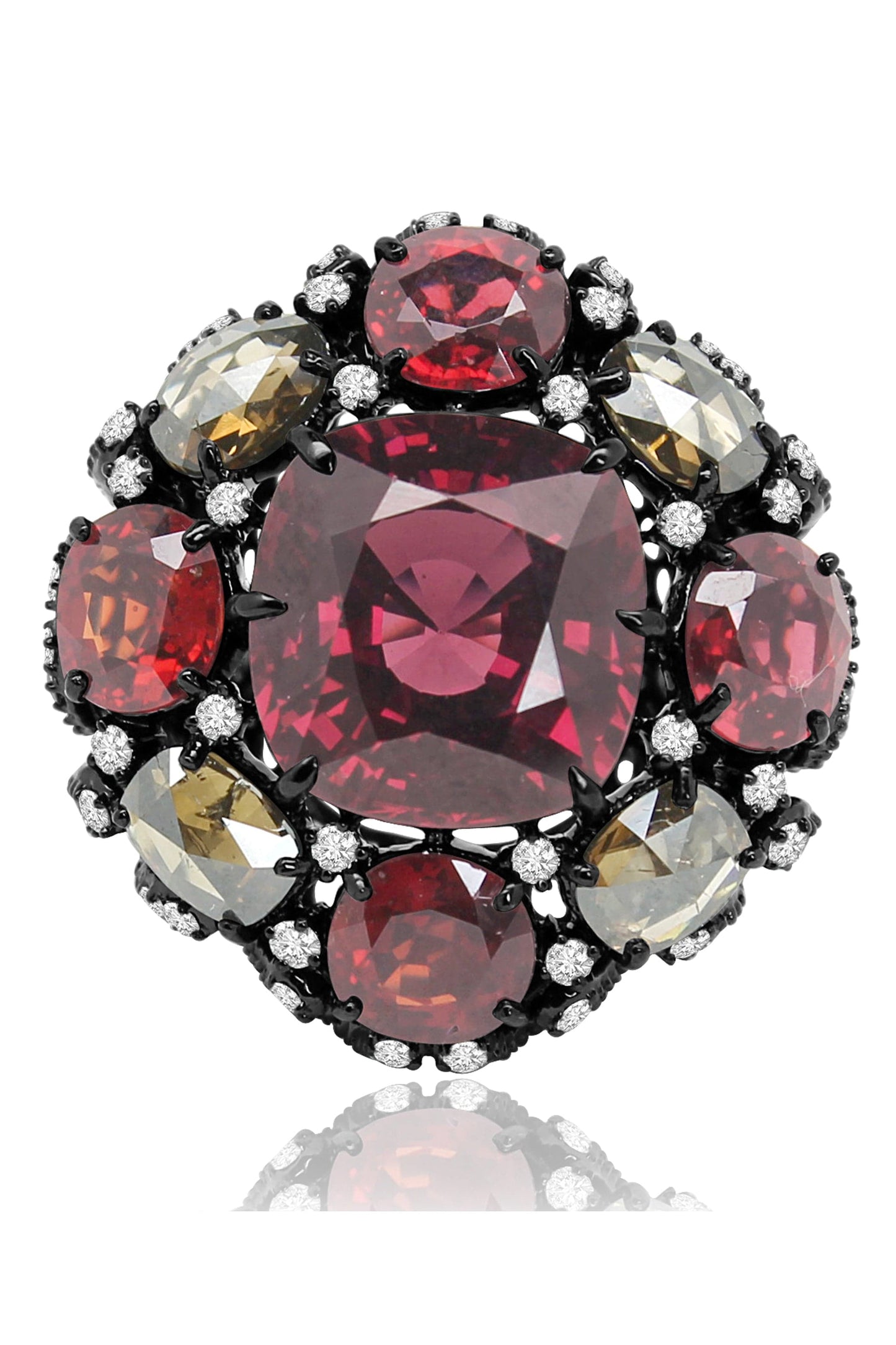 SUTRA-Garnet and Spinel Ring-BLACK GOLD