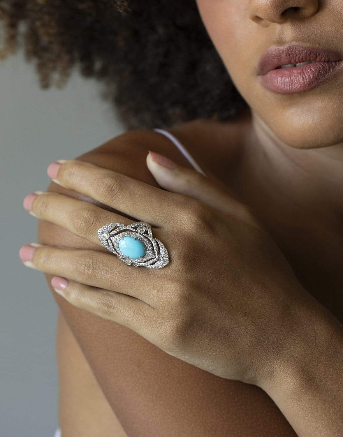 SUTRA-Turquoise & Diamond Ring-WHITE GOLD
