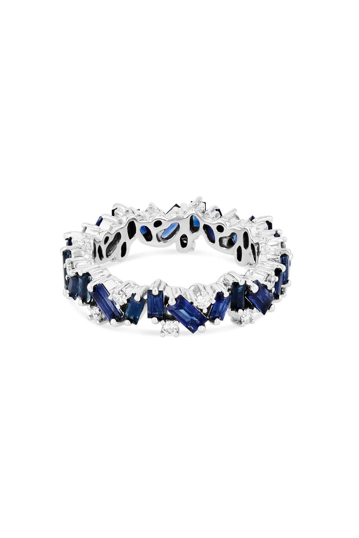 SUZANNE KALAN-Blue Sapphire Frenzy Eternity Band-WHITE GOLD