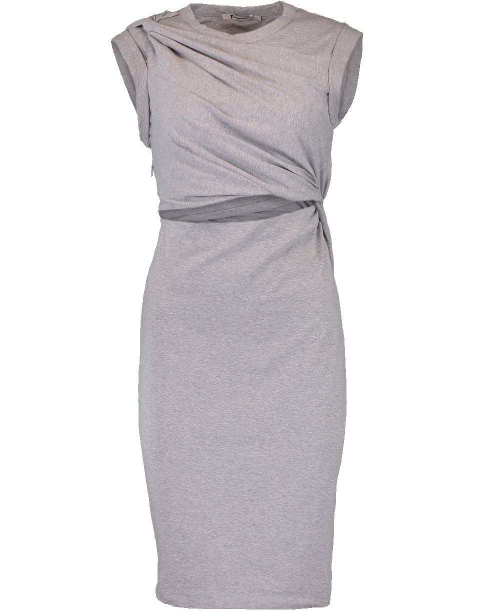Compact Jersey Twist Shoulder Dress