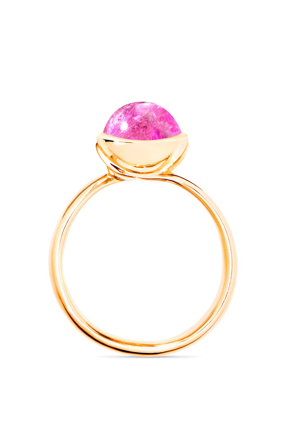 TAMARA COMOLLI-Small Rose Tourmaline Bouton Ring-YELLOW GOLD