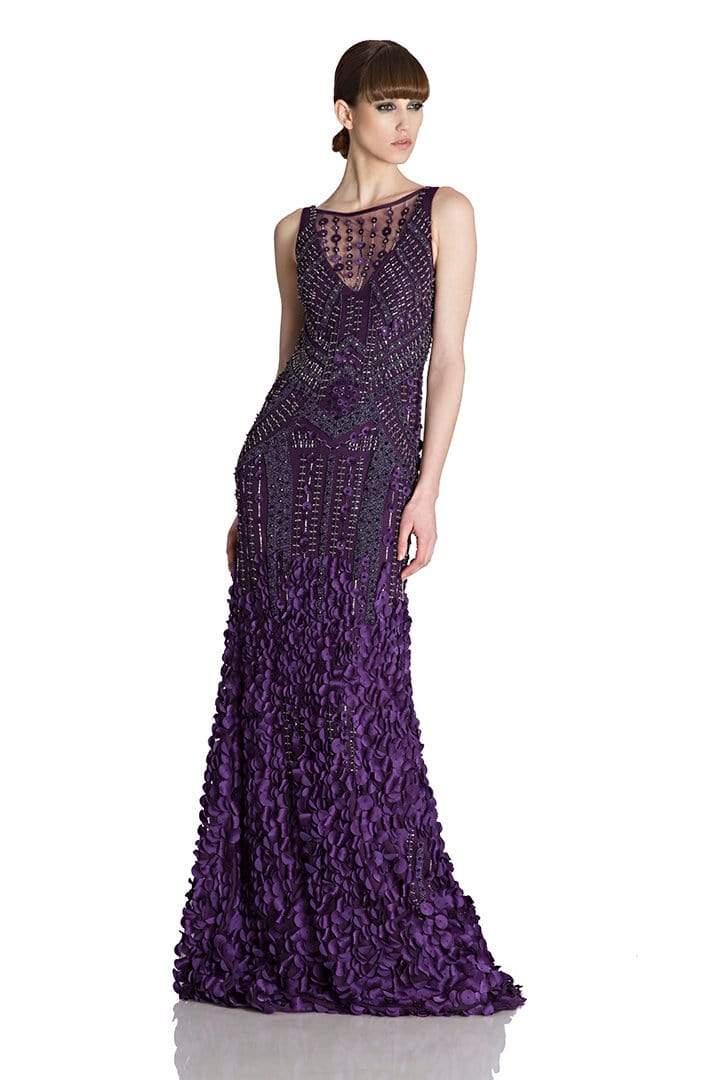 THEIA-Scoop Back Beaded Gown-