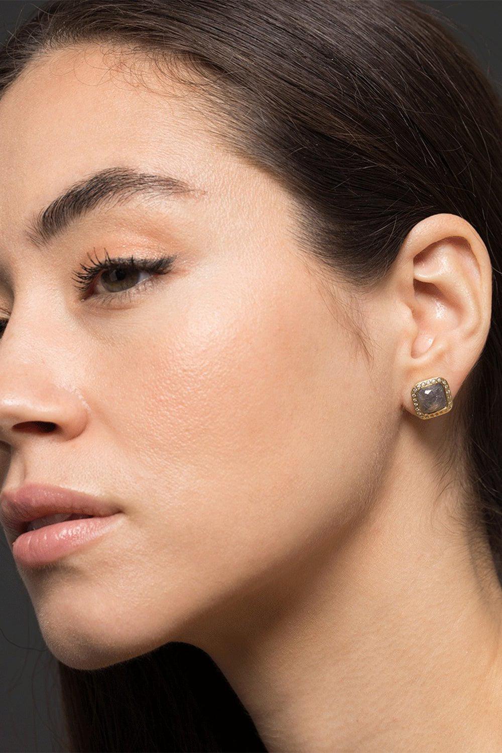 TODD REED-Fancy Diamond Stud Earrings-YELLOW GOLD