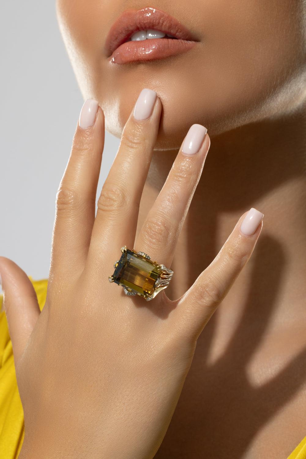 Citrine Diamond Ring-YELLOW GOLD-6.5-JEWELRYFINE JEWELRING-TONY DUQUETTE