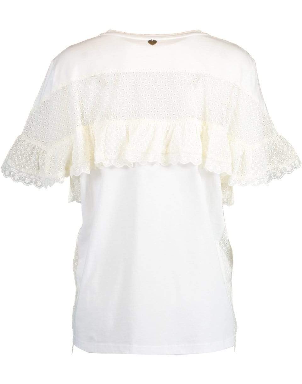 TWIN-SET-Short Sleeve Macramé Trim Tee-