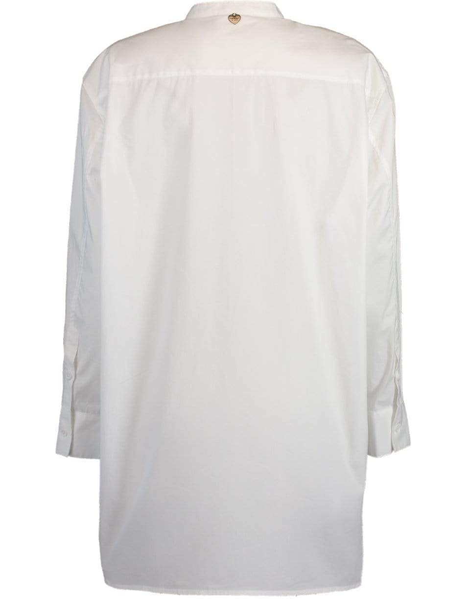 TWIN-SET-Ruffle Placket Cotton Tunic Blouse-
