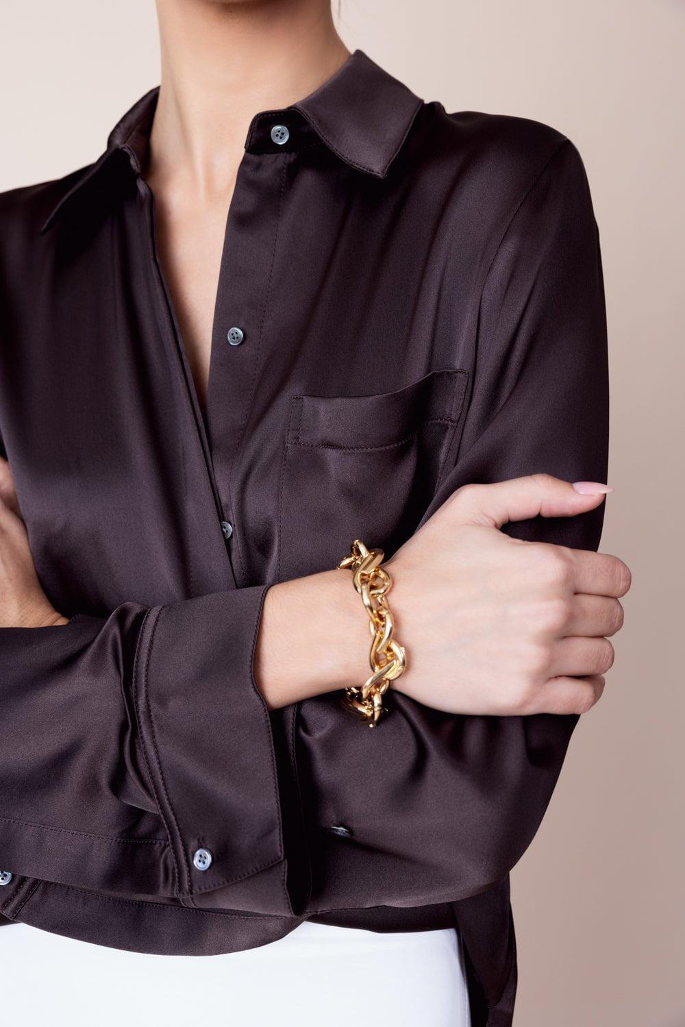 TWP-Boyfriend Silk Shirt - Turkish Coffee-