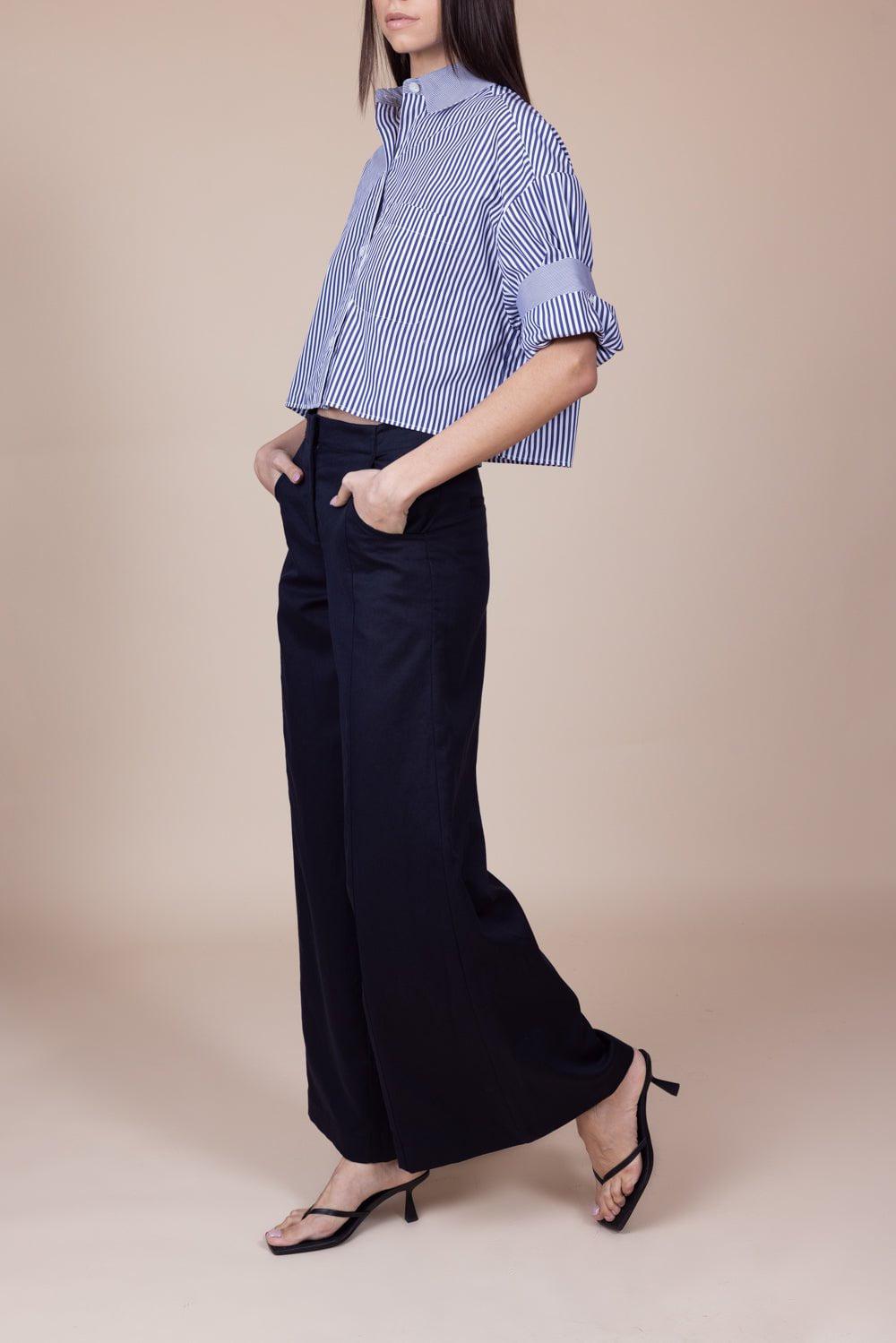 TWP-Next Ex Silk Shirt - Wide Midnight Stripe-