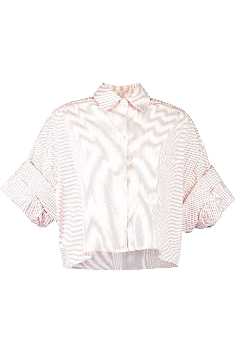 Next Ex Cotton Cropped Shirt in Pale Pink main image 1