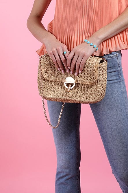 VANESSA BRUNO-Raphia Moon Bag-NATUREL