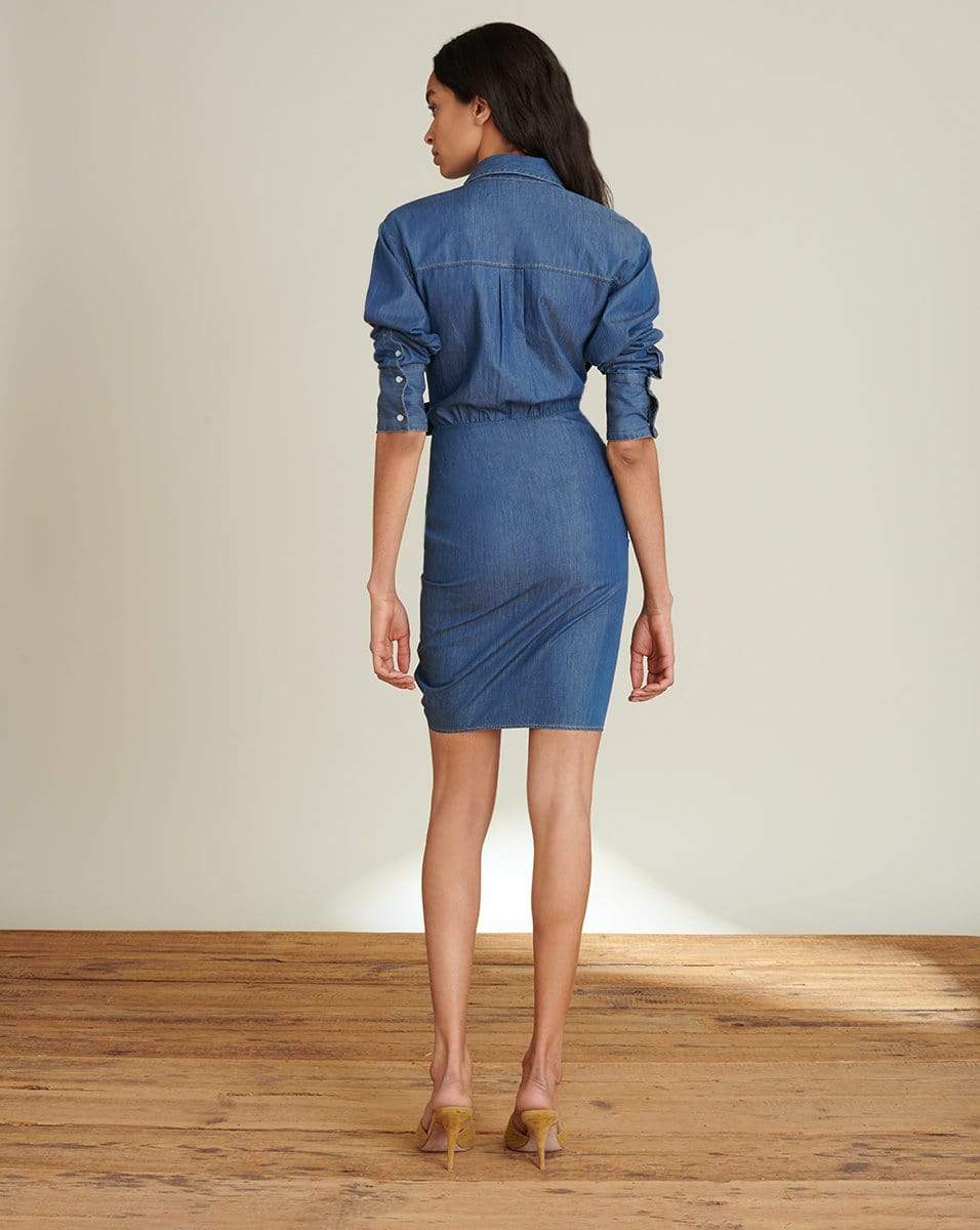 VERONICA BEARD-Sierra Ruched Chambray Dress-