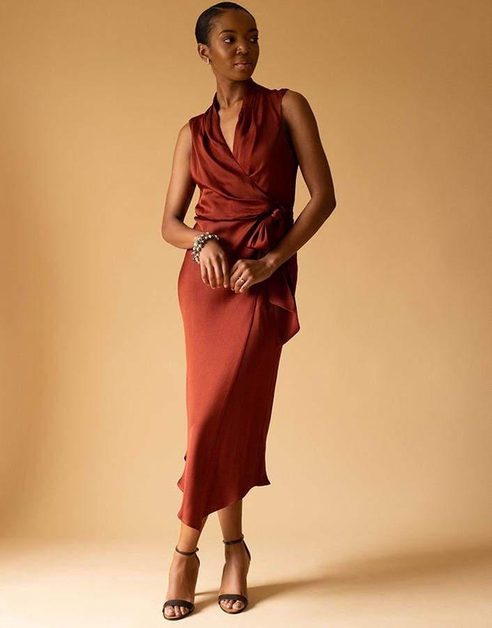 VERONICA BEARD-Briony Wrap Midi Dress-