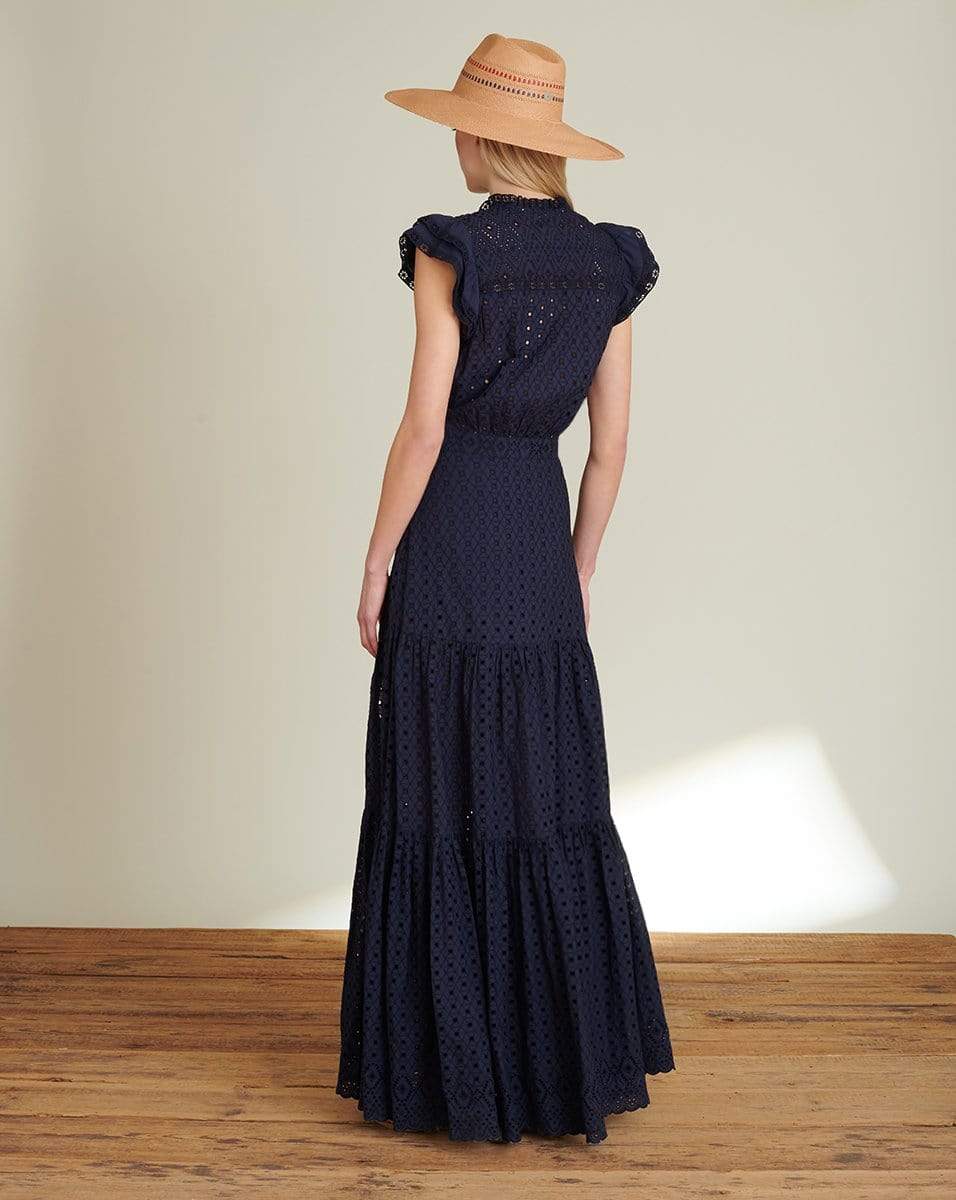 VERONICA BEARD-Satori Eyelet Maxi Dress - Navy-
