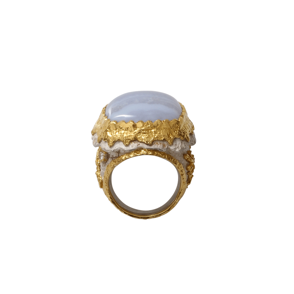 VICTOR VELYAN-Blue Lace Agate Ring-YELLOW GOLD