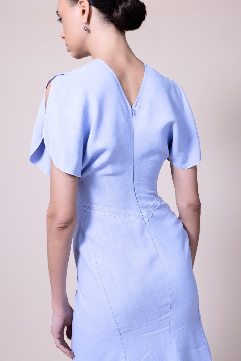 VICTORIA BECKHAM-Gathered Waist Midi Dress - Frost-