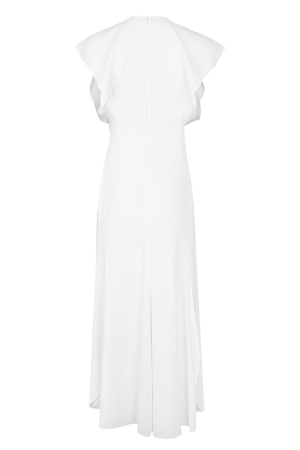Folded Cap Sleeve Dress-IVORY-4-CLOTHINGDRESSCASUAL-VICTORIA BECKHAM