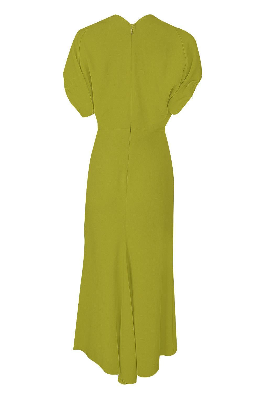Blouson Detail Midi Dress-PARAKEET-0-CLOTHINGDRESSCASUAL-VICTORIA BECKHAM