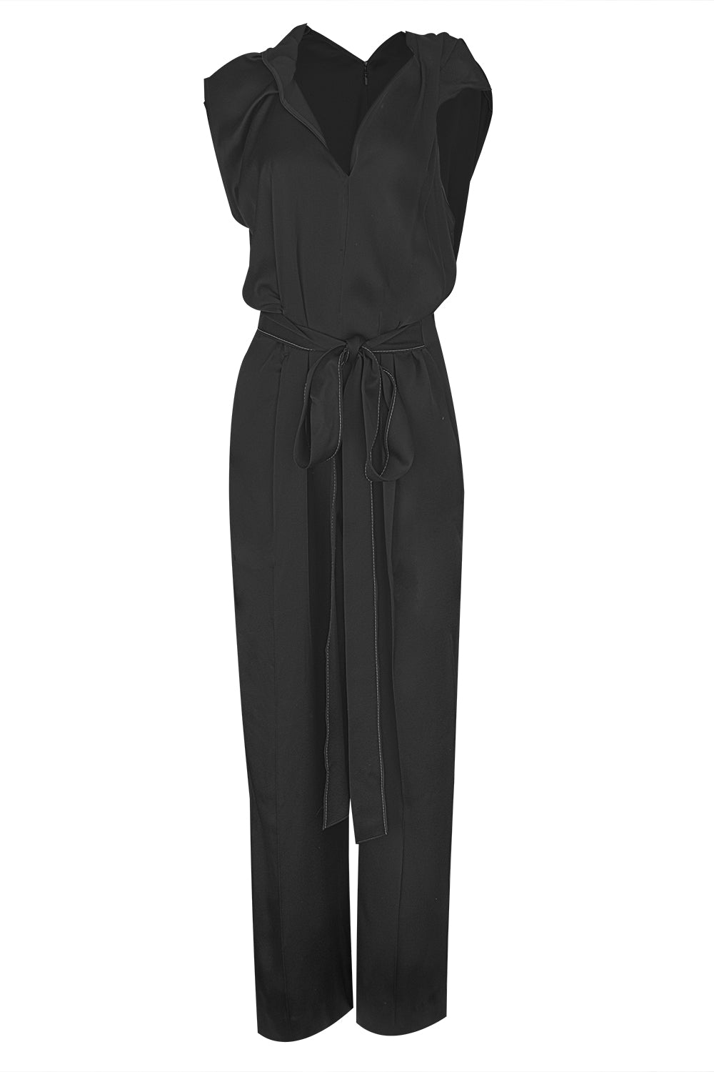 Victoria Beckham Black Jumpsuit with Viscose Blend Belt Victoria Beckham Black Jumpsuit with Viscose Blend Belt