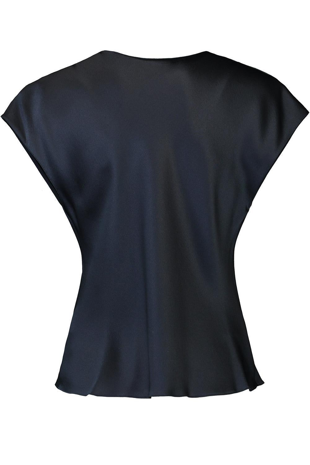 Cowl Neck Cap Sleeve Blouse - Coastal Blue-COASTLBL-XS-CLOTHINGTOPBLOUSE-VINCE
