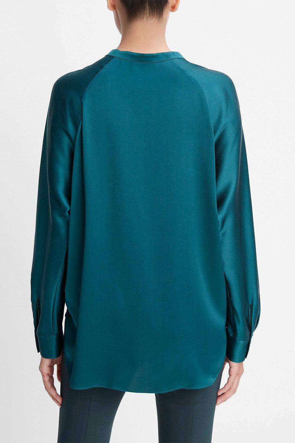 VINCE-Band Collar Blouse-