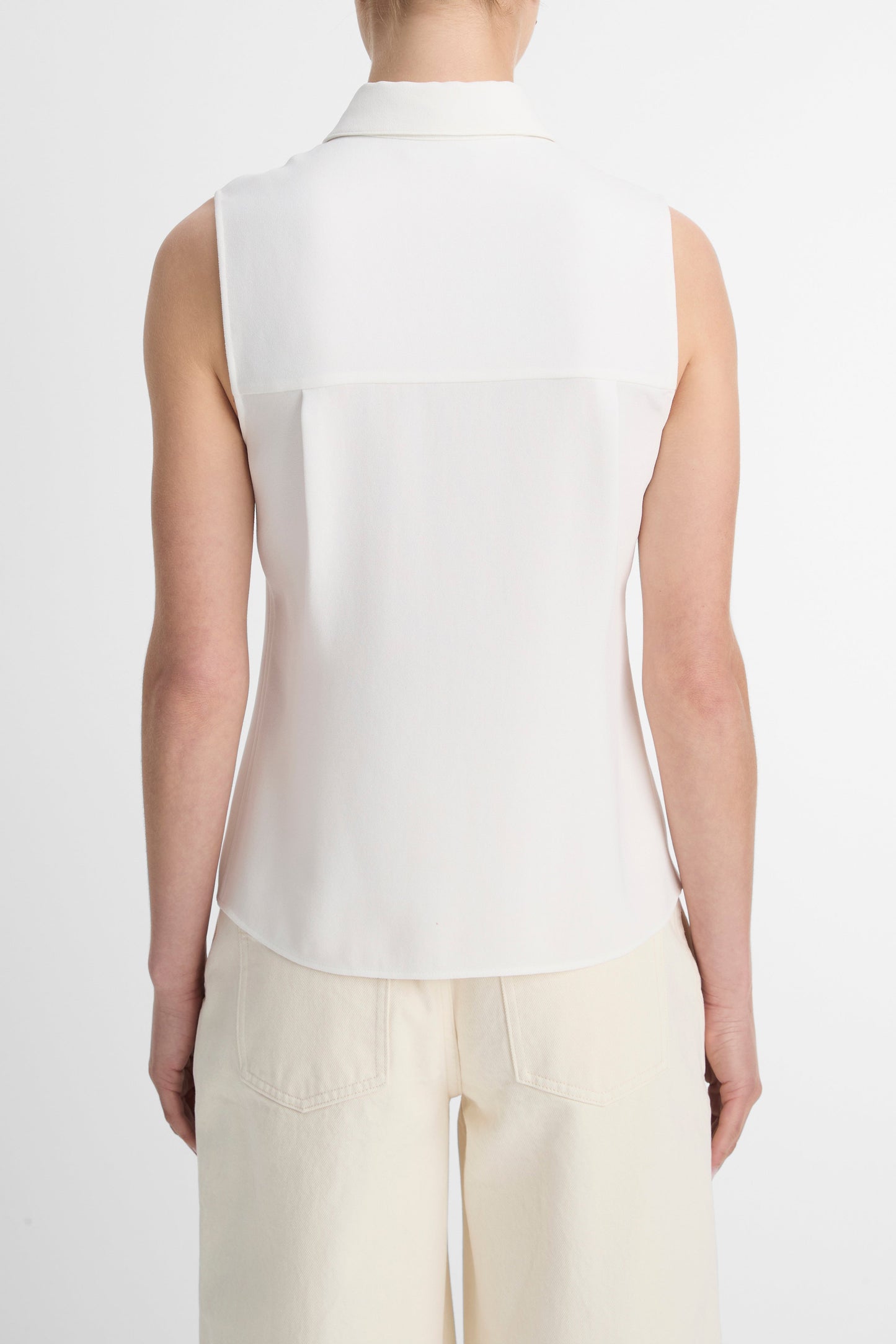 VINCE-Sleeveless Button Front Shirt-