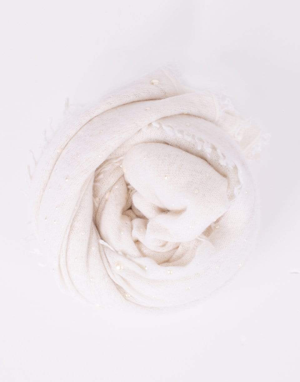 VINTAGE SHADES-White Pearl Cashmere Scarf-WHITE
