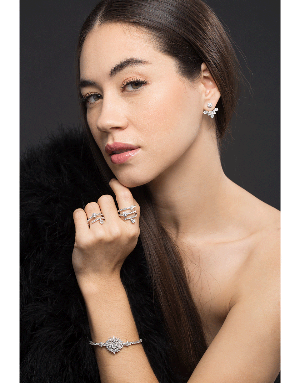 YEPREM JEWELLERY-Two Coil Diamond Ring-WHITE GOLD