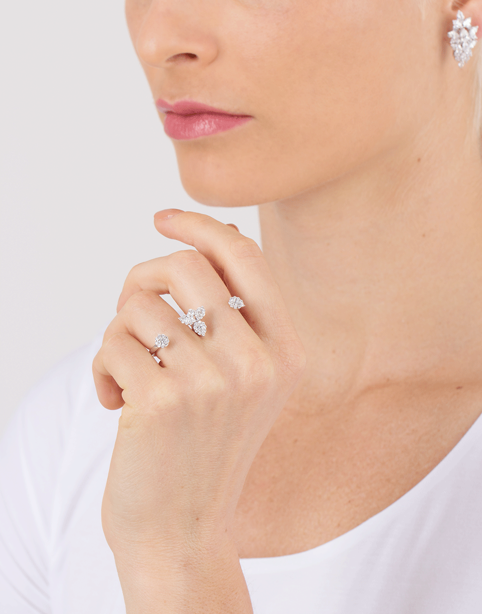 YEPREM JEWELLERY-Diamond Two Finger Ring-WHITE GOLD