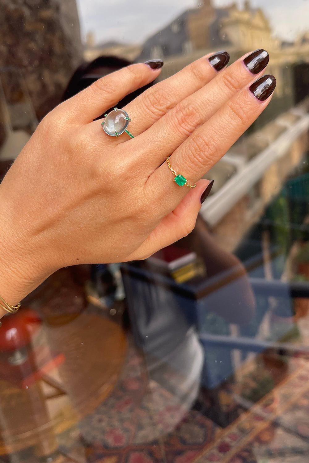 YI COLLECTION-Spring Globe Ring-WHITE GOLD