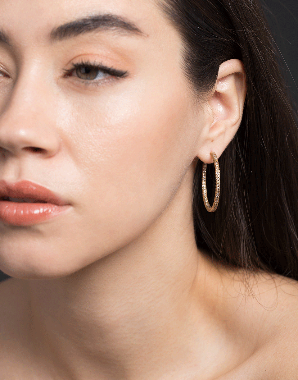 YOSSI HARARI-Lilah Cognac Diamond Pave Hoop Earrings-ROSE GOLD