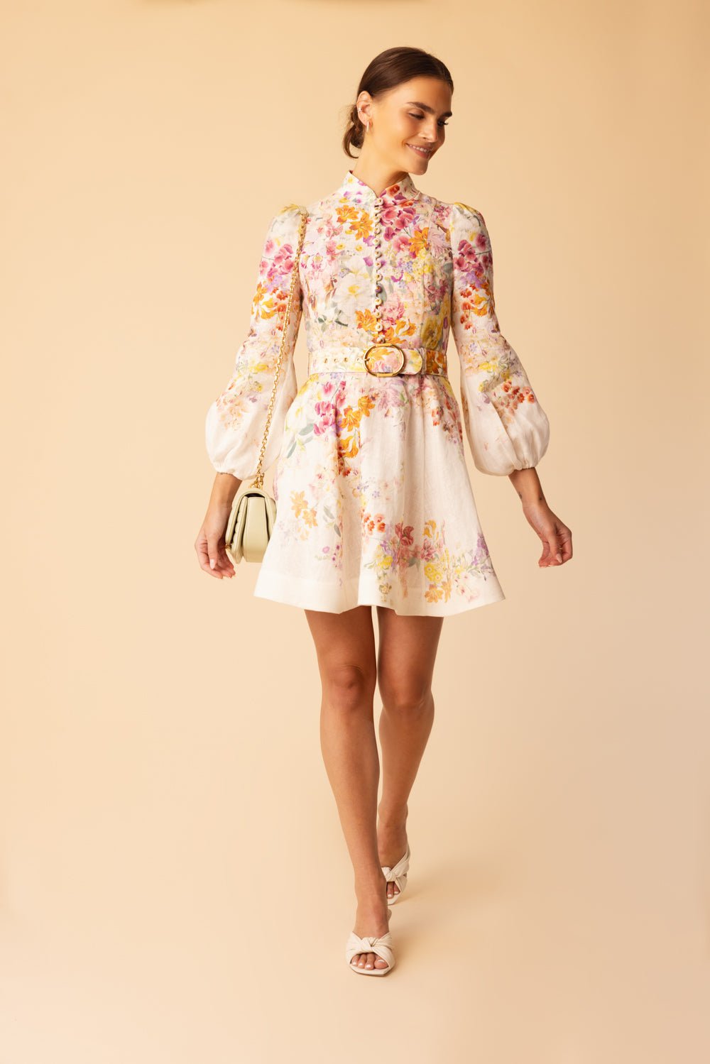 ZIMMERMANN-Natura Buttoned Mini Dress-