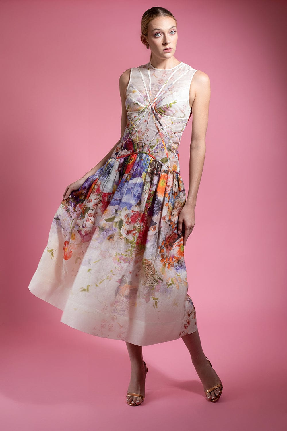 ZIMMERMANN-Prima Paneled Midi Dress-