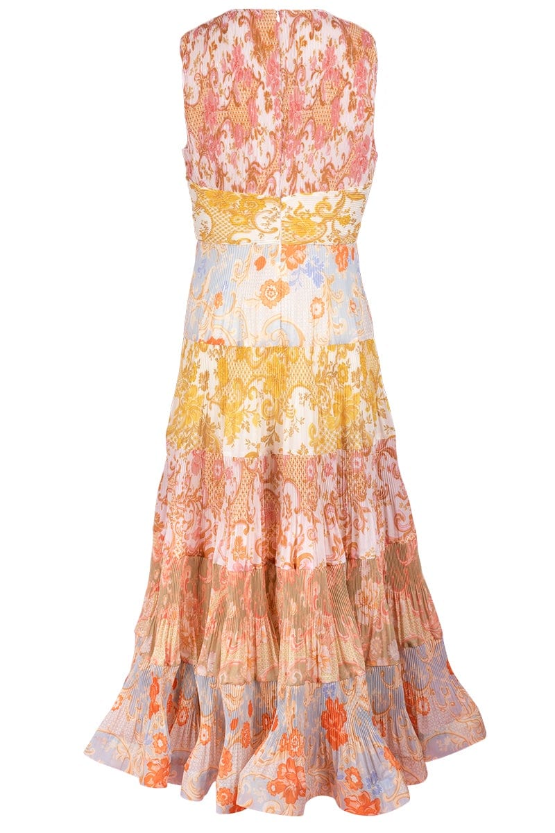 ZIMMERMANN-Postcard Pleated Midi Dress-