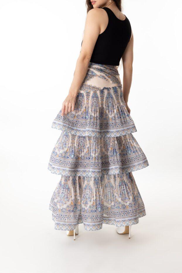 Tiered Pleated Skirt-BLUPAISL-0-CLOTHINGSKIRTMIDI-ZIMMERMANN