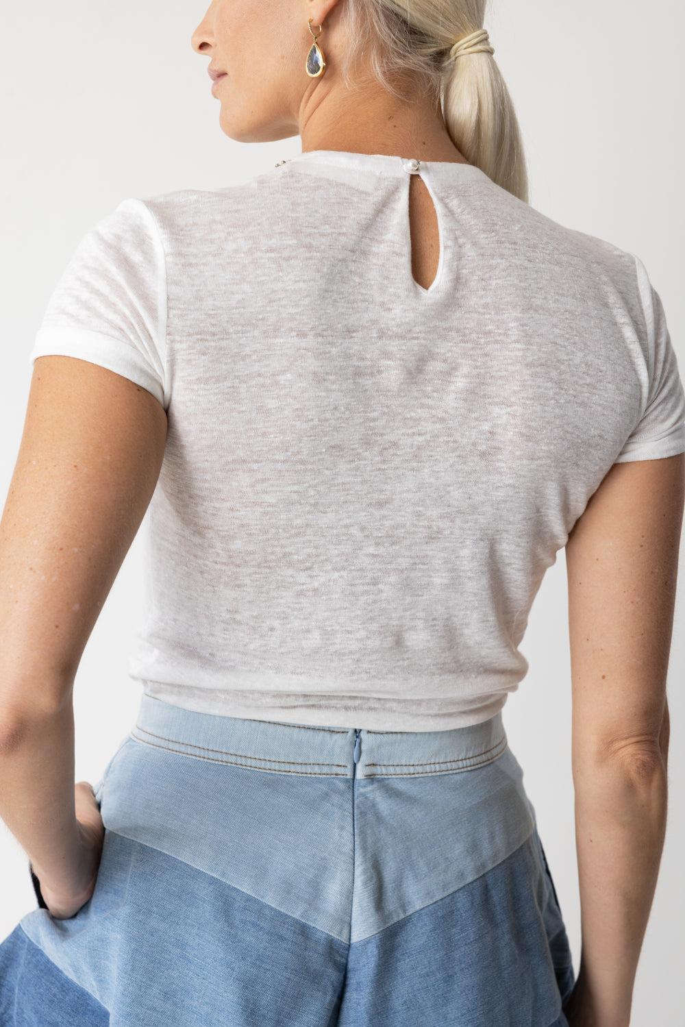 ZIMMERMANN-Crush Embellished Tee - Ivory-