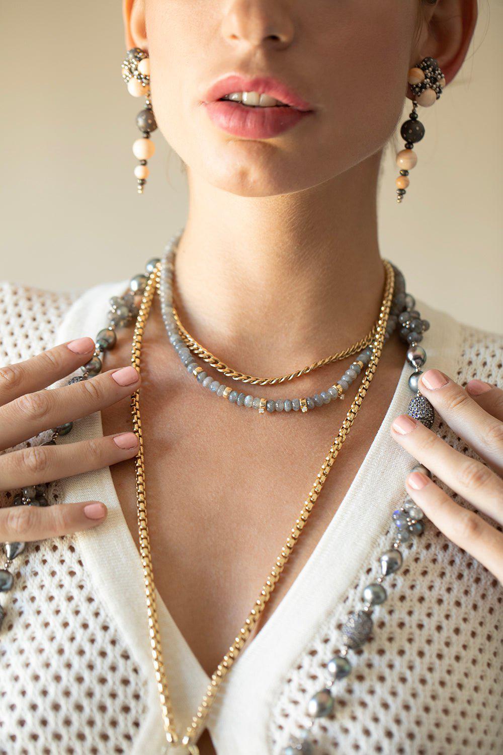 ZOE CHICCO-Labrodite Rondelle Bead Necklace-YELLOW GOLD