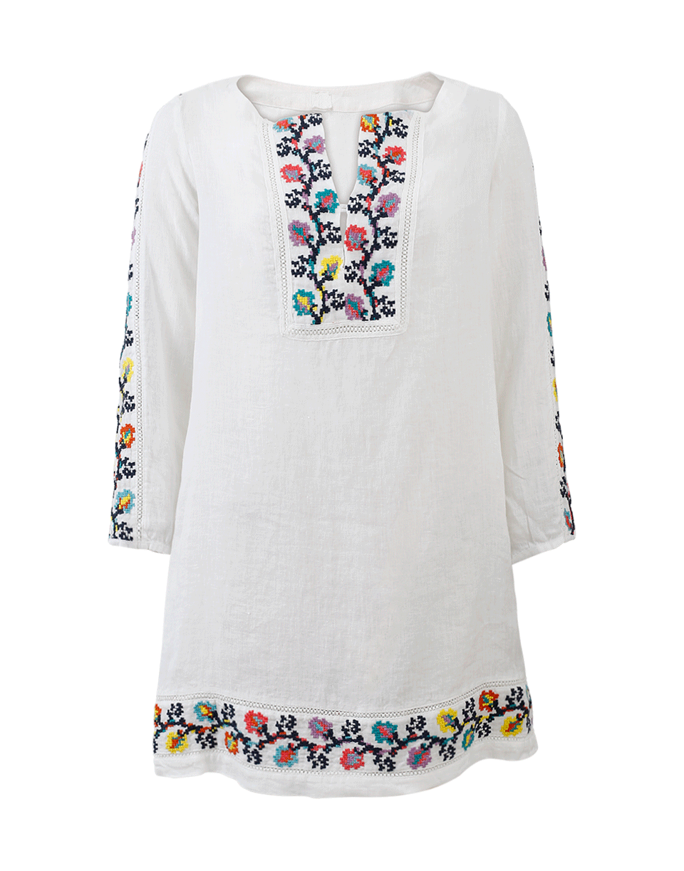 120% LINO-Linen Floral Embroidered Dress-