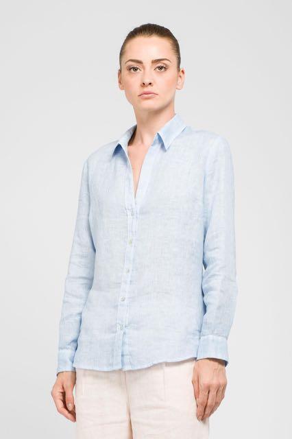 Button Down Collared Shirt CLOTHINGTOPBLOUSE 120% LINO   