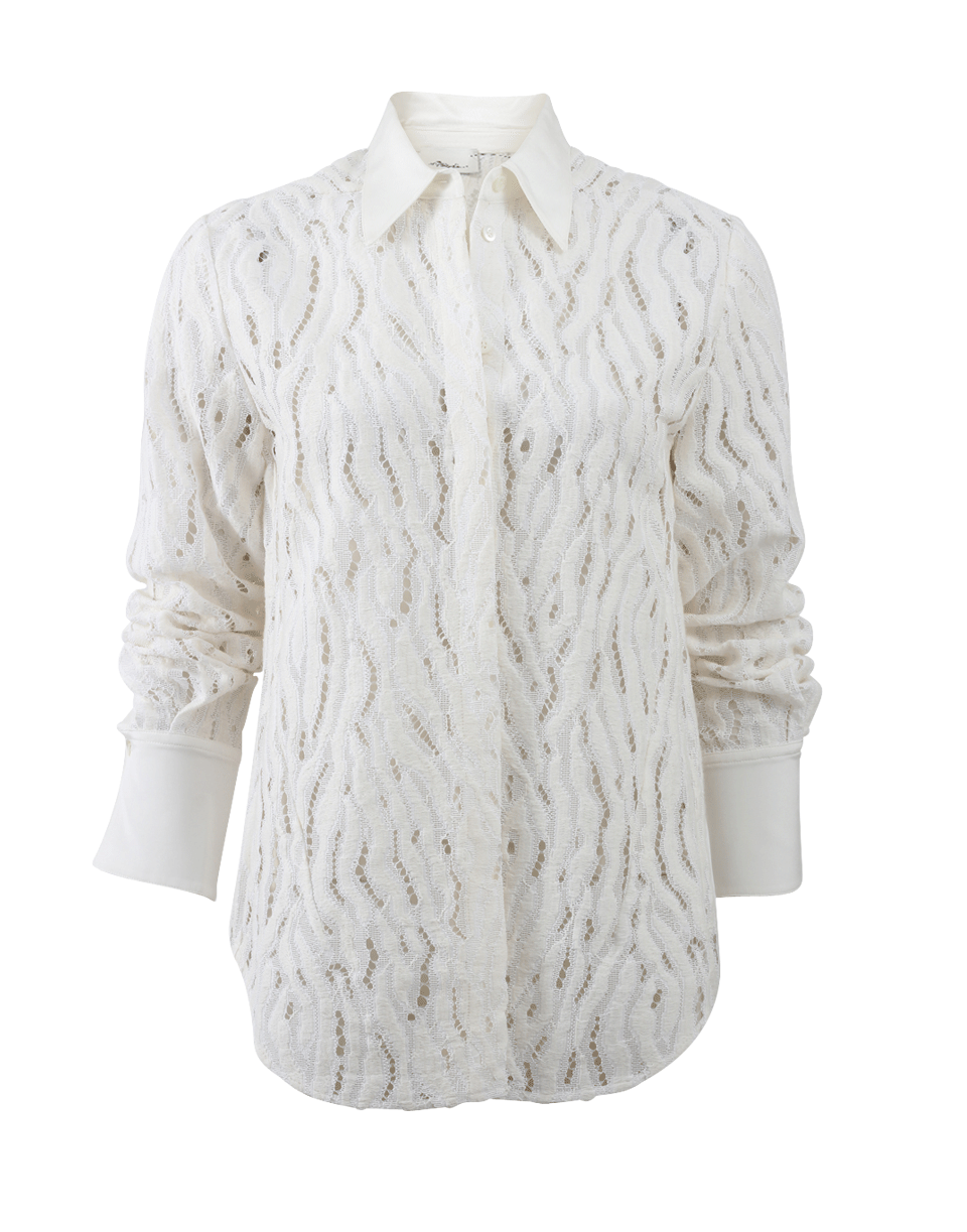 3.1 PHILLIP LIM-Silk And Lace Button Blouse-