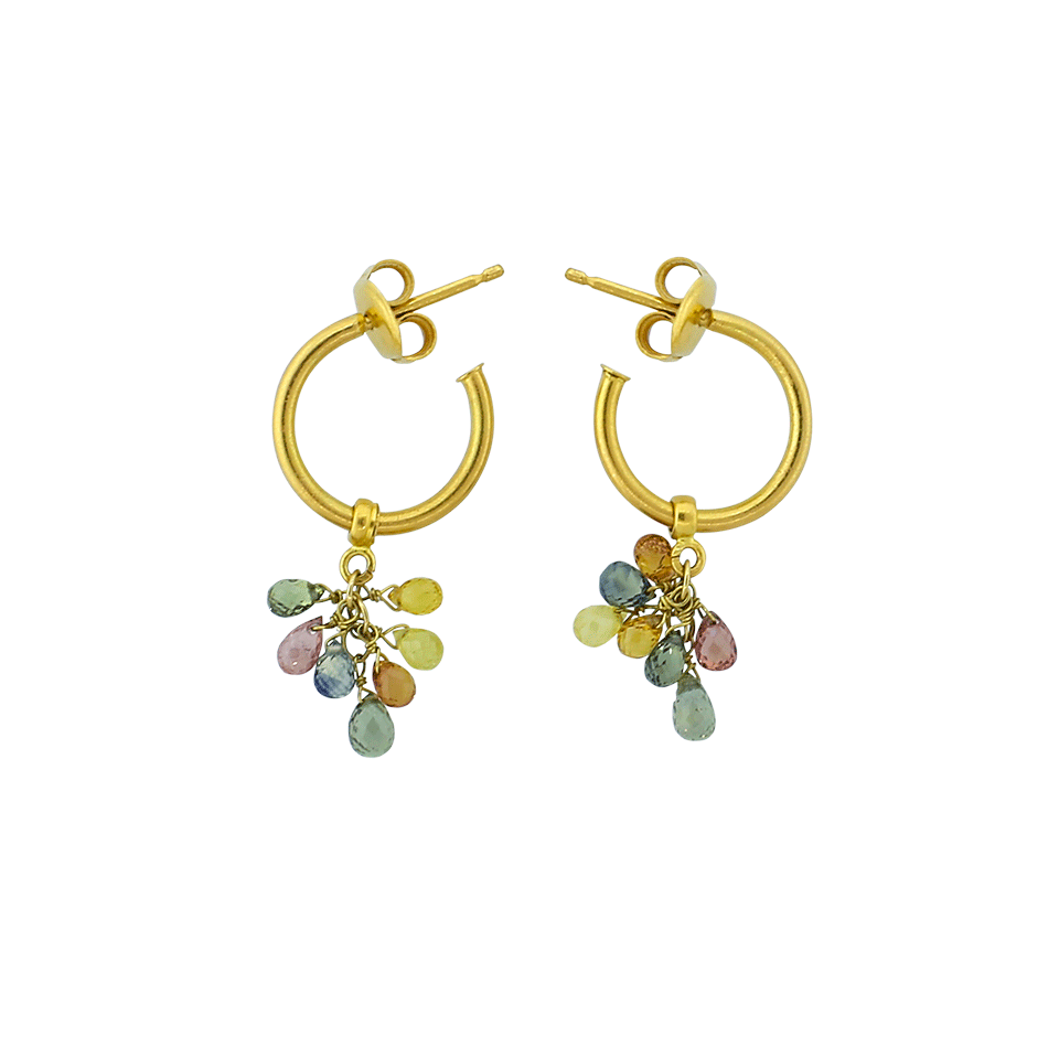 A2 BY ARUNASHI-Multi Sapphire Briolette Hoops-YELLOW GOLD