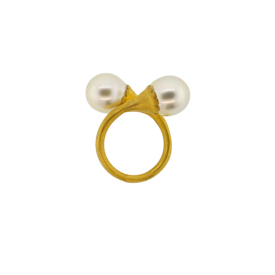 A2 BY ARUNASHI-Double Pearl Ring-YELLOW GOLD