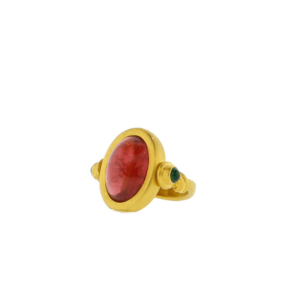 A2 BY ARUNASHI-Tourmaline And Emerald Ring-YELLOW GOLD