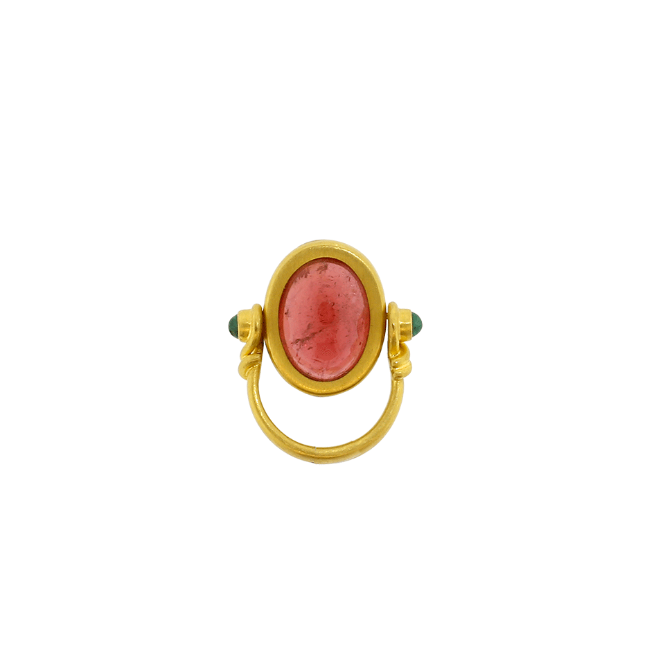 A2 BY ARUNASHI-Tourmaline And Emerald Ring-YELLOW GOLD