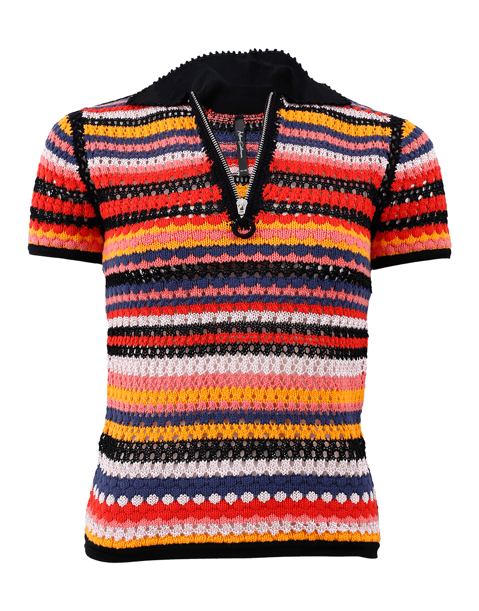 ADAM SELMAN-Crochet Knit Polo-
