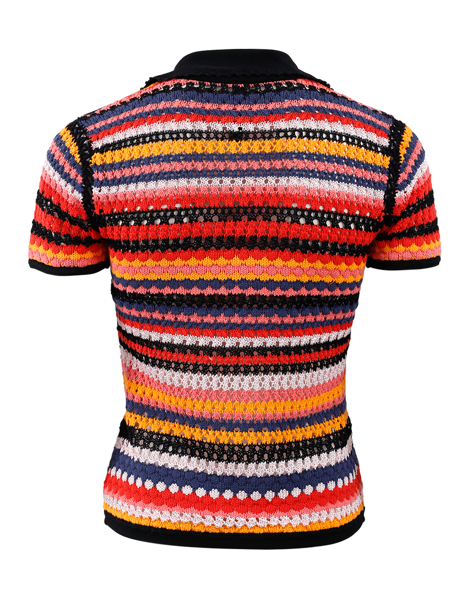 ADAM SELMAN-Crochet Knit Polo-